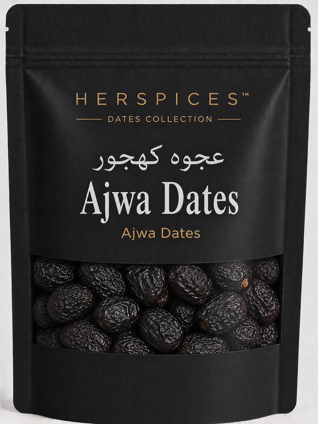 HERSPICES Ajwa Dates premium Ajwa Khajoor from Madinah in kraft pouch