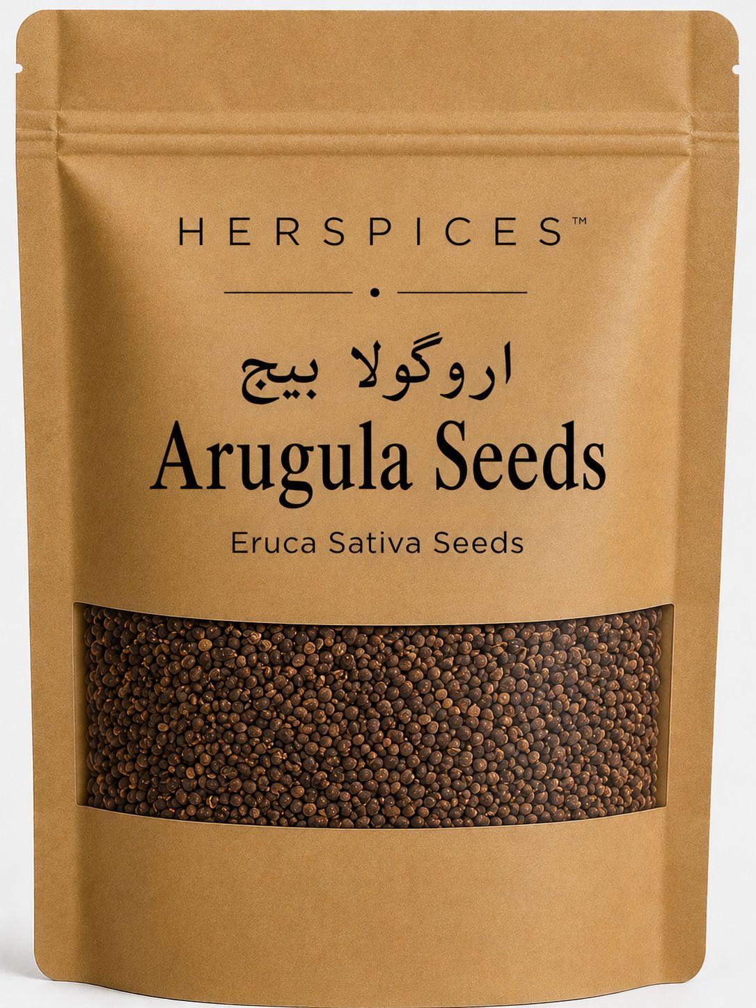 HERSPICES Arugula Seeds premium Rocket Seeds Eruca sativa in kraft pouch