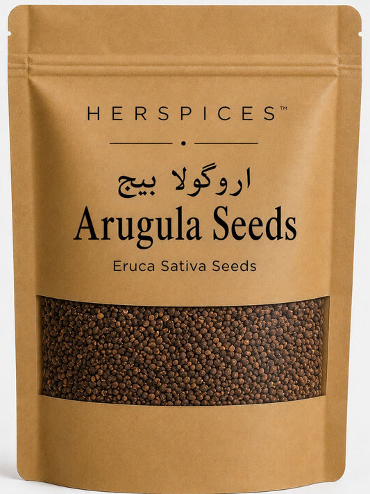 HERSPICES Arugula Seeds premium Rocket Seeds Eruca sativa in kraft pouch