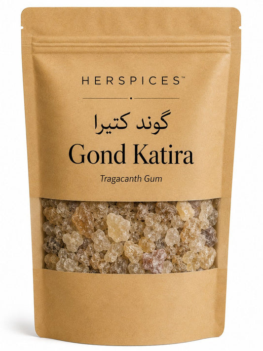 HERSPICES Gond Katira (Tragacanth Gum) natural crystals in kraft pouch