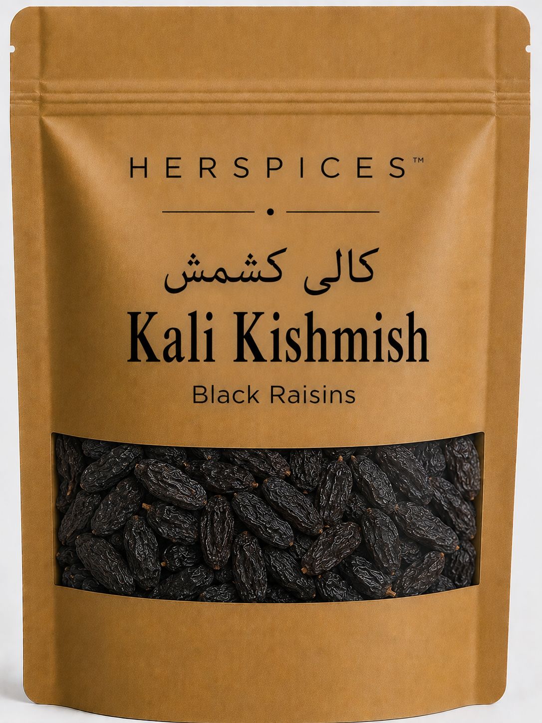 HERSPICES Kali Kishmish premium black raisins in kraft pouch