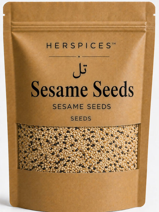 HERSPICES Sesame Seeds premium whole Til seeds in kraft pouch