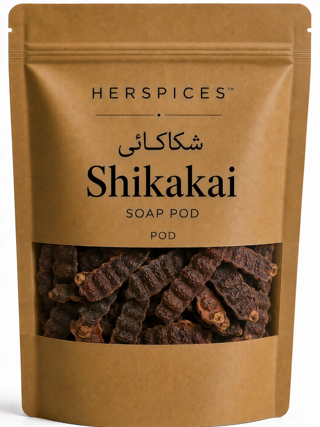 HERSPICES Shikakai dried Soap Pods Acacia concinna in kraft pouch