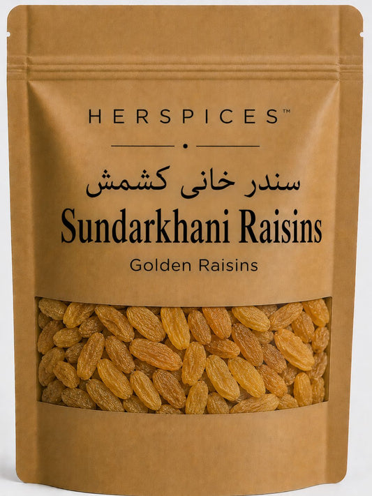 HERSPICES Sundarkhani Raisins premium golden raisins in kraft pouch