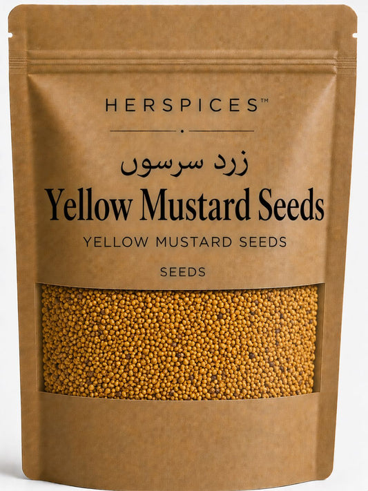 HERSPICES Yellow Mustard Seeds premium whole sarson seeds in kraft pouch
