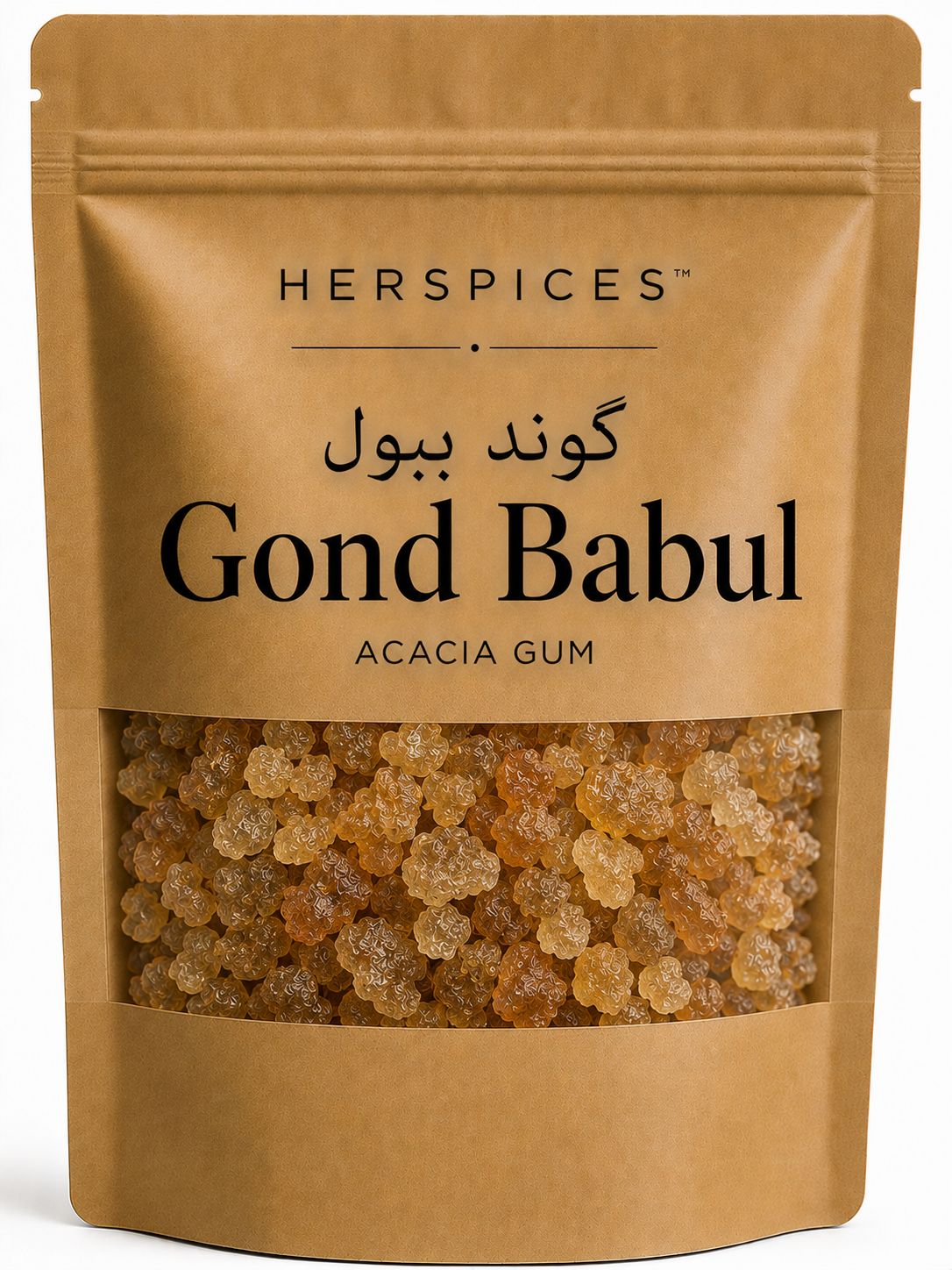 HERSPICES Gond Babul Acacia Gum natural amber gum crystals in kraft pouch