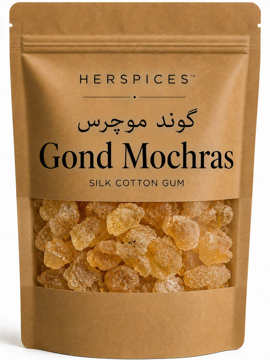 HERSPICES Gond Mochras Silk Cotton Gum natural gum crystals in kraft pouch